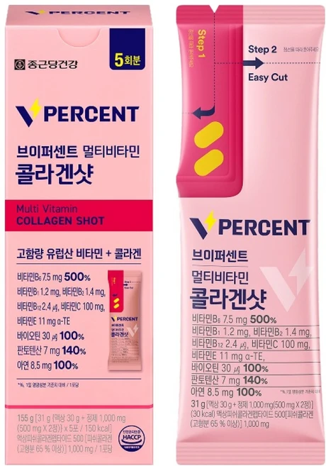 종근당건강 브이퍼센트 멀티비타민 콜라겐샷, 5회분, 1개 - 쿠팡