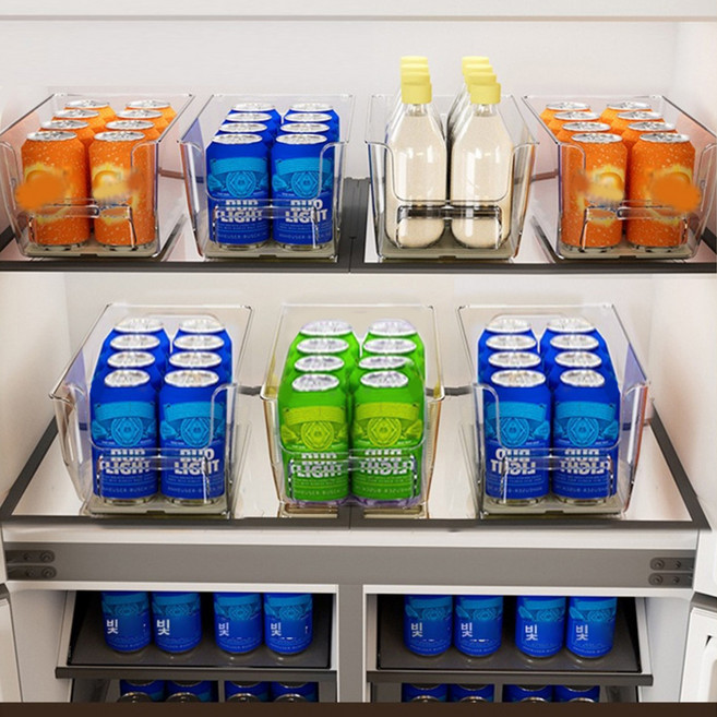 존글로벌 냉장고 정리 다용도 손잡이 바구니, 투명, 1개