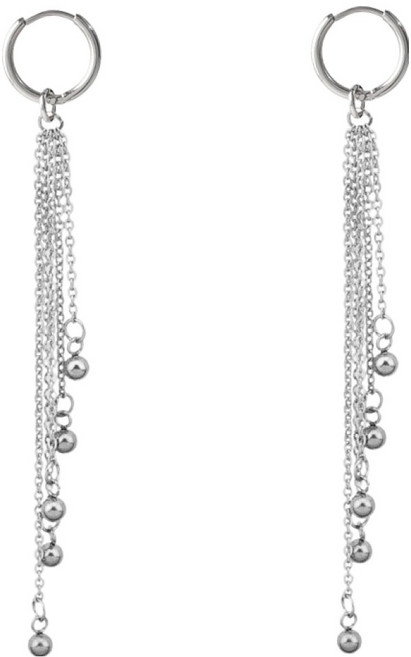 Glim Flow 銀色雨滴鏈條耳骨夾 NO 81 A 耳環 2入