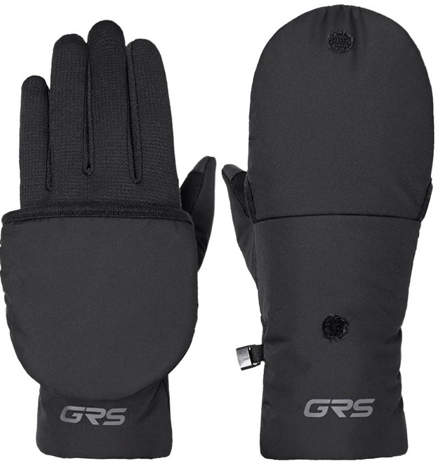 지알에스 핑거커버 방한 글러브, 블랙, 1세트