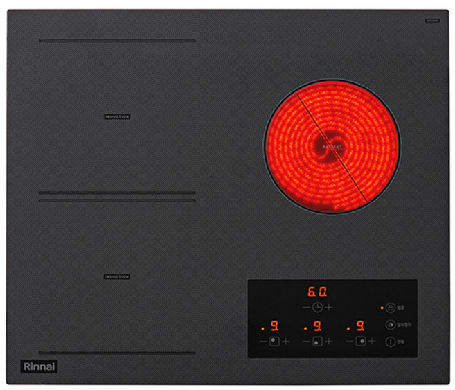 린나이 하이브리드 전기레인지 라디언트 인덕션 3구 방문설치, RBE-IR322AN, 빌트인