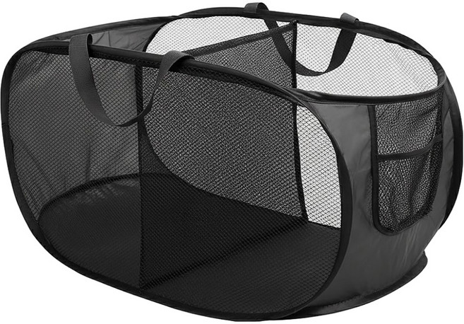 피닛앤피킷 분리수납 접이식 빨래바구니 2칸, 블랙