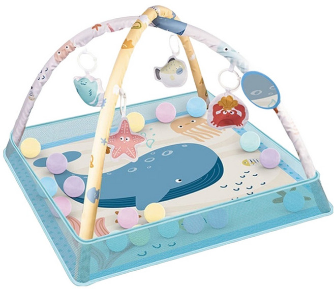 PLAYFUL TOYS 頑玩具 方形圍欄健力架 鯨魚, 藍色, 1套