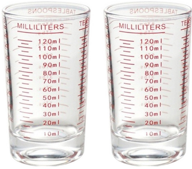 Daparang 義大利玻璃計量刻度咖啡盎司杯 2入 HJ0424, 紅色, 1個, 120ml