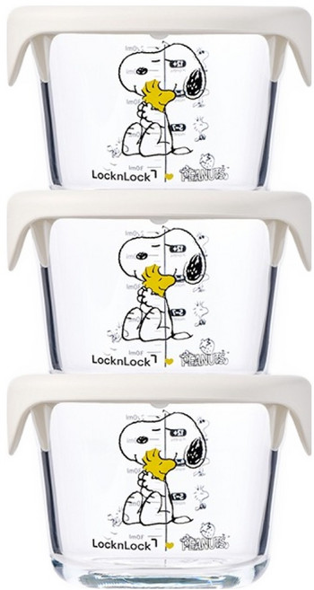 락앤락 피너츠 스누피 리틀럽 이유식 용기 3p, 아이보리, 1개, 260ml