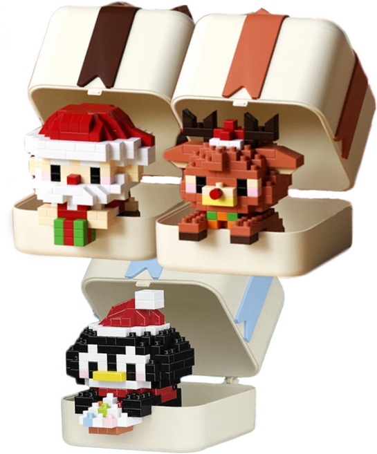 아트니즘 크리스마스 선물 미니 나노블럭 3종 세트, 산타, 펭귄, 루돌프, 1세트