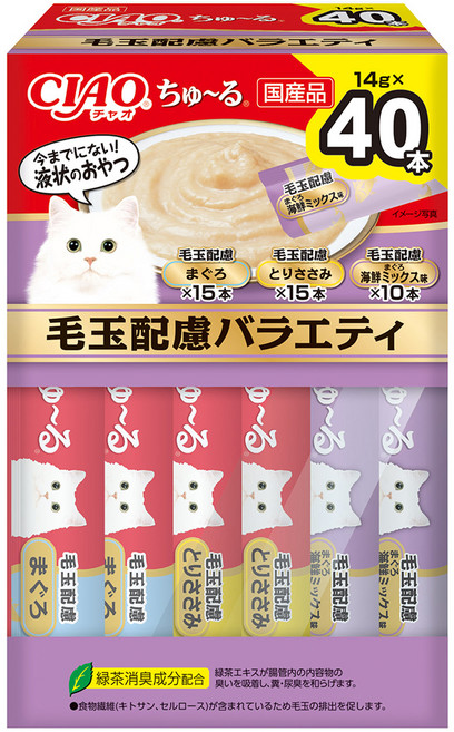 INABA CIAO 啾嚕 肉泥 盒裝, 1盒, 560g, 化毛配方綜合口味