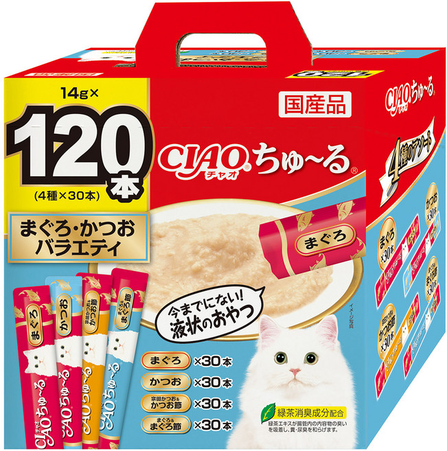INABA CIAO 啾嚕肉泥桶裝 SC-216, 1個, 鮪魚 + 鰹魚 + 海鮮綜合口味, 1680g