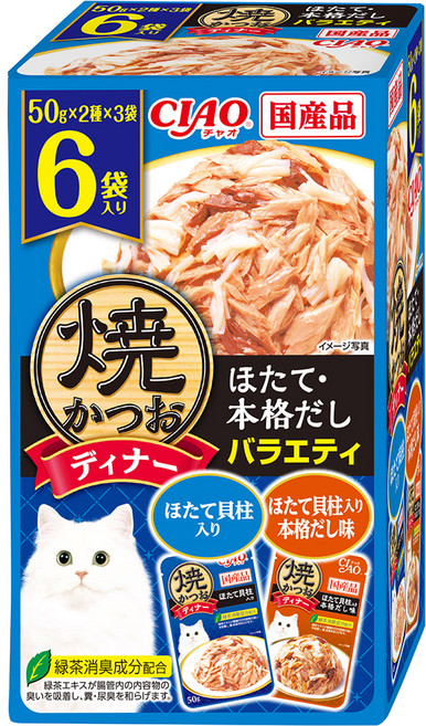 INABA CIAO 燒晚餐包6件組 IC-396, 鰹魚 + 干貝, 300g, 1盒