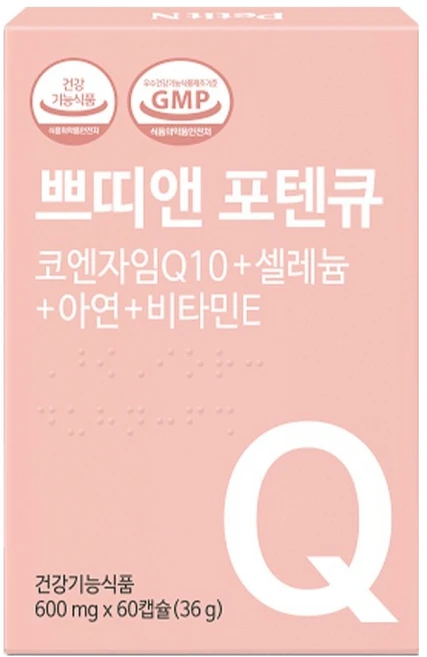 쁘띠앤 포텐큐 코엔자임 Q10 셀레늄 아연 비타민E 항산화 영양제 36g, 60정, 1개 - 쿠팡