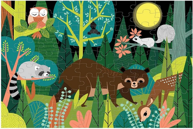 mudpuppy 夜光拼圖 森林探險, 1個, 100片