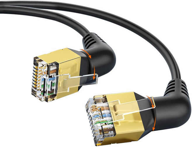 라온디지털 라디온 360도 회전 꺽임형 기가랜선 초고속 랜 이더넷 케이블 CAT8, 블랙, 1개, 1m