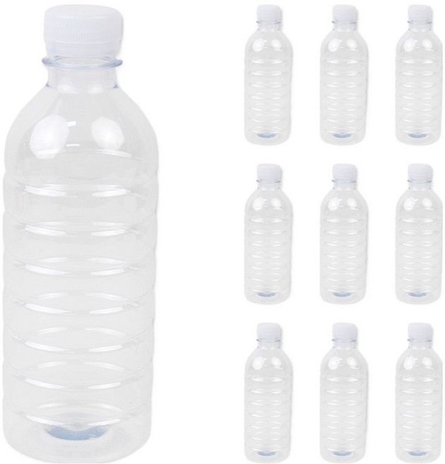 아이엔피 30파이 뚜껑포함 원형 생수병 6.7 x 19.2 cm, 500ml, 10개