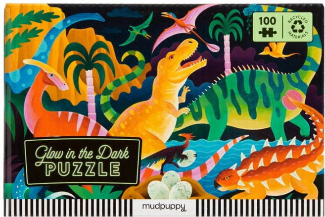 mudpuppy 夜光拼圖 恐龍樂園, 1個, 100片