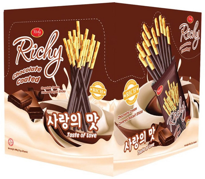 Richy 瑞奇 巧克力風味餅乾棒, 400g, 1盒