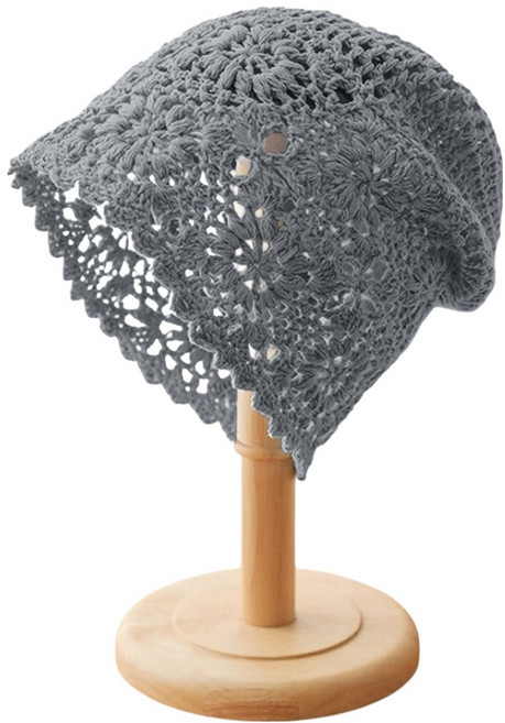 바른리빙 주방 뜨개 레이스 헤어 두건모자 DK-13, 그레이, 1개