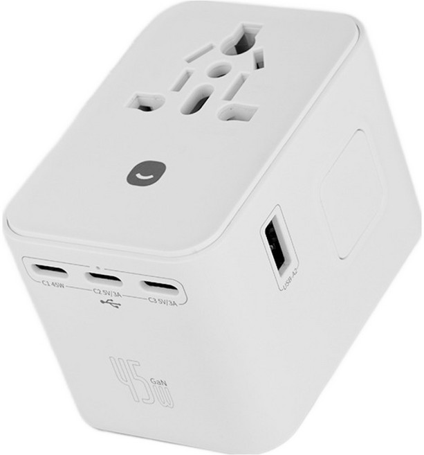 Hejhome 5埠高速充電PD 45W GaN海外旅行用多功能插頭轉接器 GKN-MA481WT, 1個