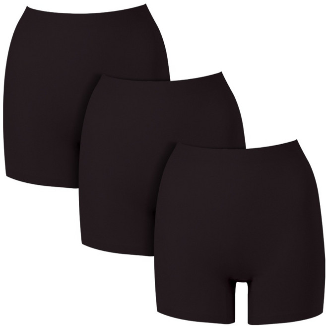 BASE ALPHA ESSENTIALS 女士尼龍彈性無痕平口褲 3件組, 黑色