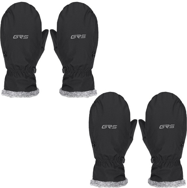 그루브스타 GRS 핫팩 벙어리 방한 스포츠장갑 + 핫팩 세트, 블랙, 2세트