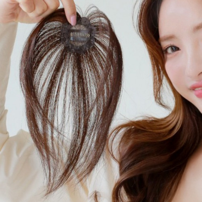 여성용 원핀 꽃망 피스 정수리 부분가발 W2056 망 5 x 5 cm 정수리 18cm, 자연갈색, 1개