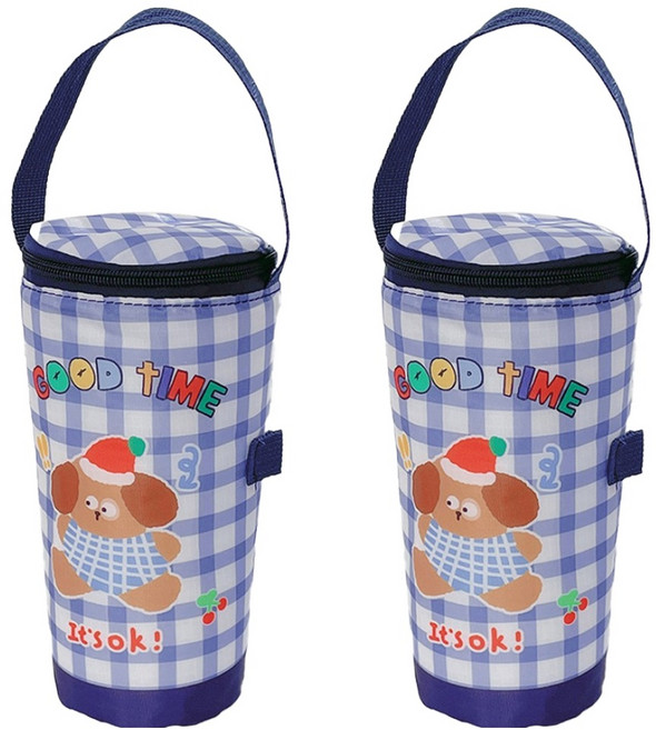 바른리빙 또또 빨대 텀블러 물병 파우치 TP-04, 네이비, 2개