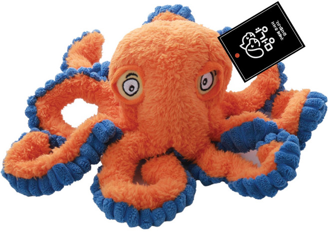 멍냥 강아지 뽀글이 문어 삑삑이 터그놀이 장난감, 주황, 1개