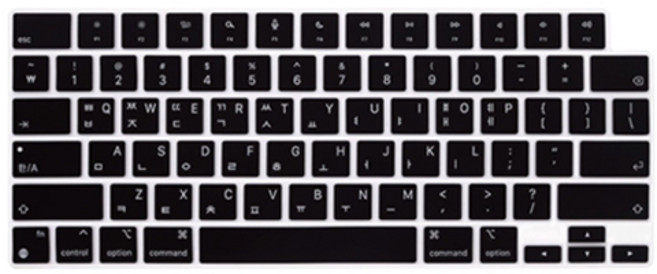 오펜트 맥북 에어13 M2 M3 M4 / 에어15 M2 M3 M4 / 프로14 M1 M2 M3 M4 공용 실리콘 한영 키보드 키스킨, 올블랙, 1개