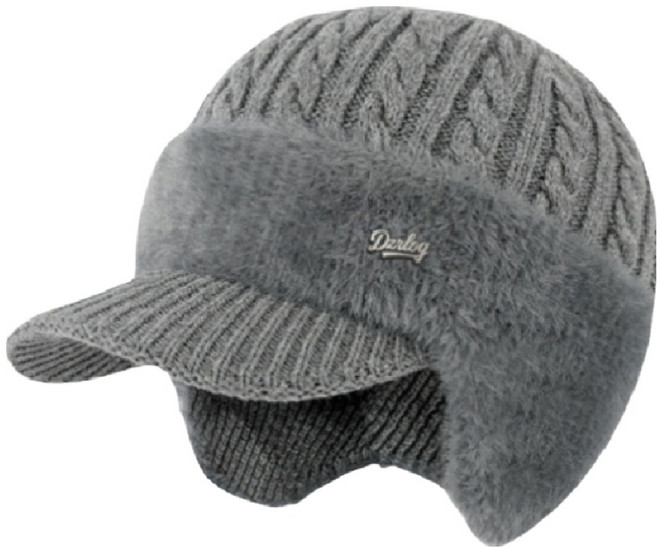 디스티프 남성용 겨울 니트 귀달이 스포츠 보온 방풍캡, 그레이, 1개