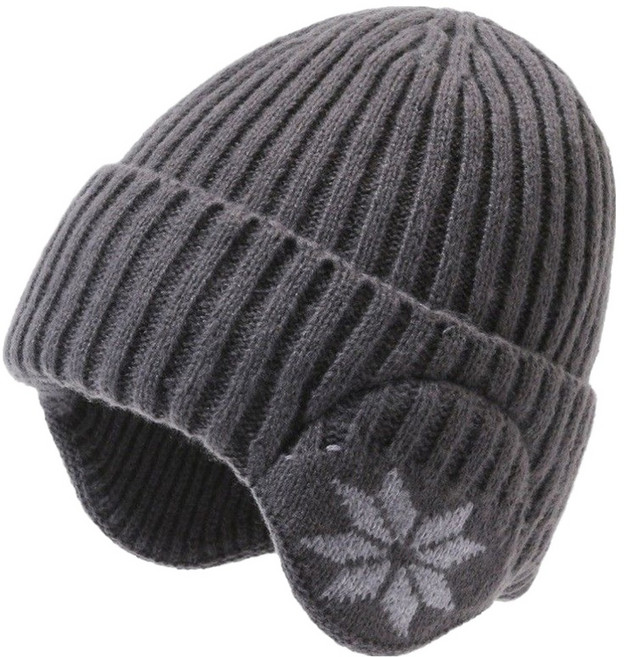 디스티프 남성용 겨울 니트 귀달이 스포츠 방한모자, 딥그레이, 1개