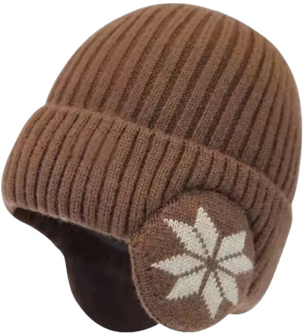디스티프 남성용 겨울 니트 귀달이 스포츠 방한모자, 브라운, 1개