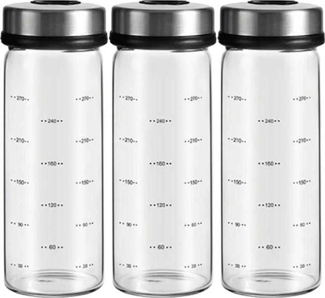 YOL 304 스테인레스 다이얼 글라스 조미료병, 3개, 300ml