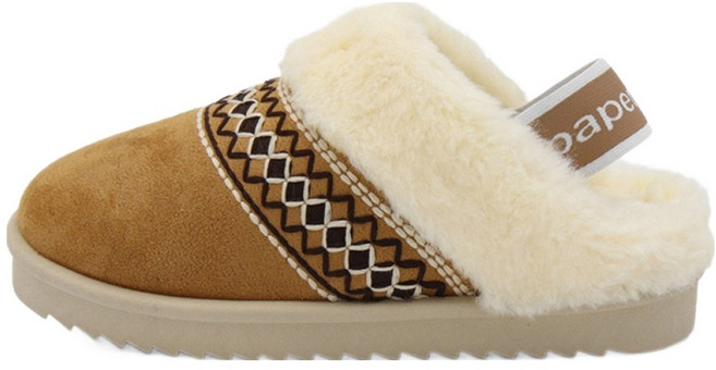 페이퍼플레인키즈 스웨이드 기모 방한 밴딩 털 슬리퍼