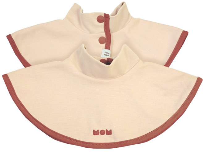 jellymom 嬰幼兒純棉雙面圍脖圍兜, 酒紅米色, 1個, 1入