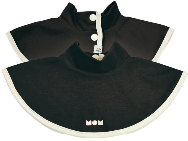 젤리맘 유아용 순면 양면 넥워머 턱받이, 크림 블랙, 1개, 1개입