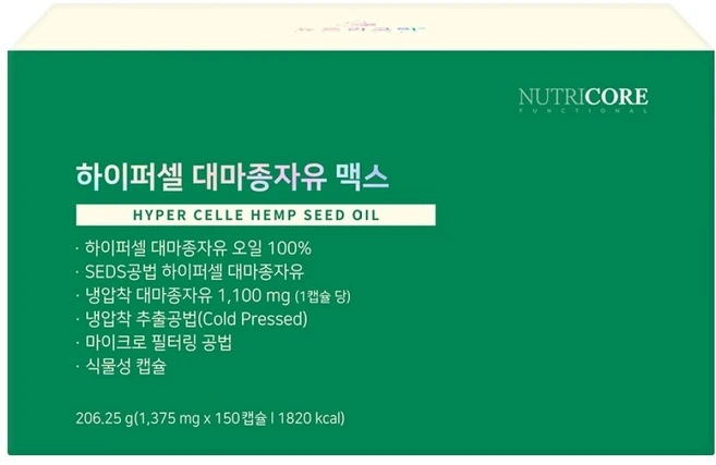 뉴트리코어 하이퍼셀 대마종자유 맥스 206.25g, 150정, 1개 - 쿠팡