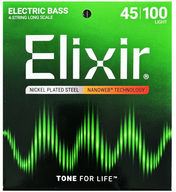 엘릭서 스트링 기타줄 베이스 니켈 나노웹 4 String Light Long Scale, 혼합색상, 14052