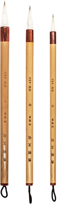 아트시크릿 민화붓 고급산양모 바림붓 채색필 3종 세트 BW-480, 1세트, 소, 중, 대