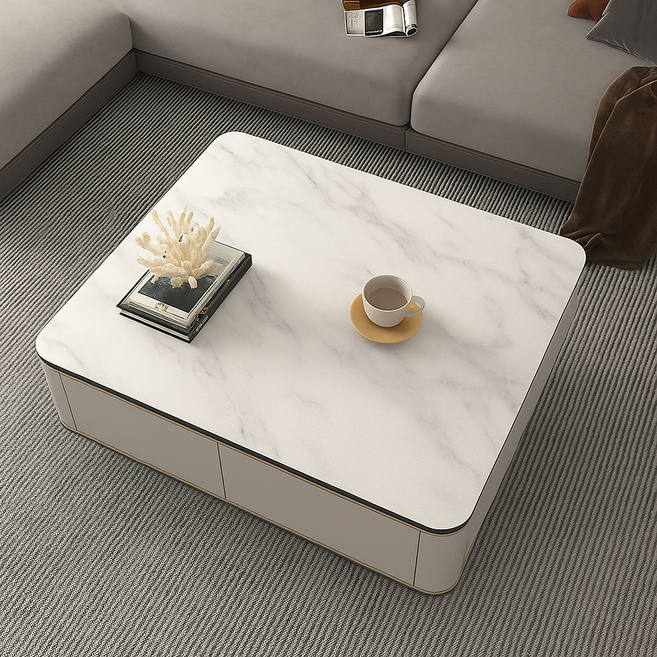 테이아 대리석 디자인 거실 테이블용 고급 PVC 매트, 스타일 AD1, 1개, 60 x 60 cm