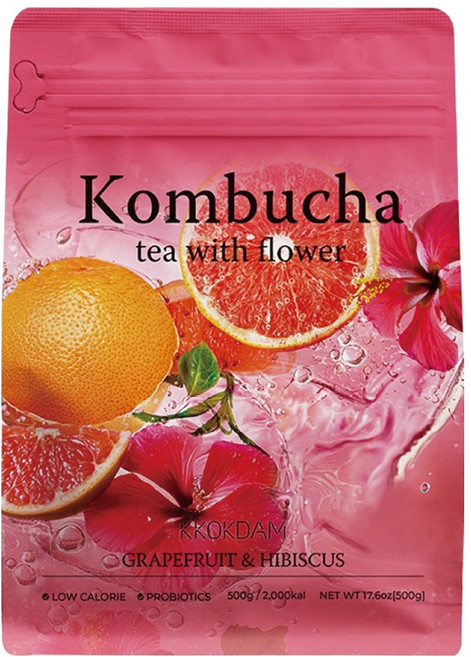 꽃을담다 탕비실 100잔분량 자몽히비스커스 플라워 벌크파우치 콤부차, 1개, 1개입, 500g