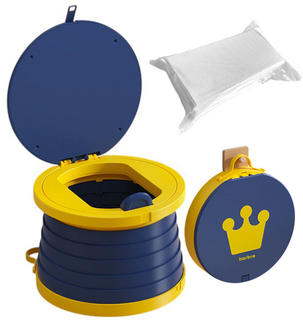 barbre 幼兒用攜帶式折疊V3全配版馬桶組, 藍色