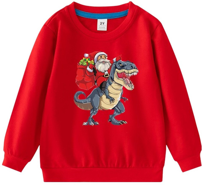 Uvely 兒童款 Mering 聖誕恐龍 聖誕大學T