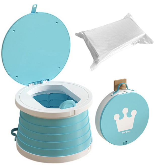 바브레 유아용 휴대용 접이식 V3 풀패키지 변기 세트, 민트