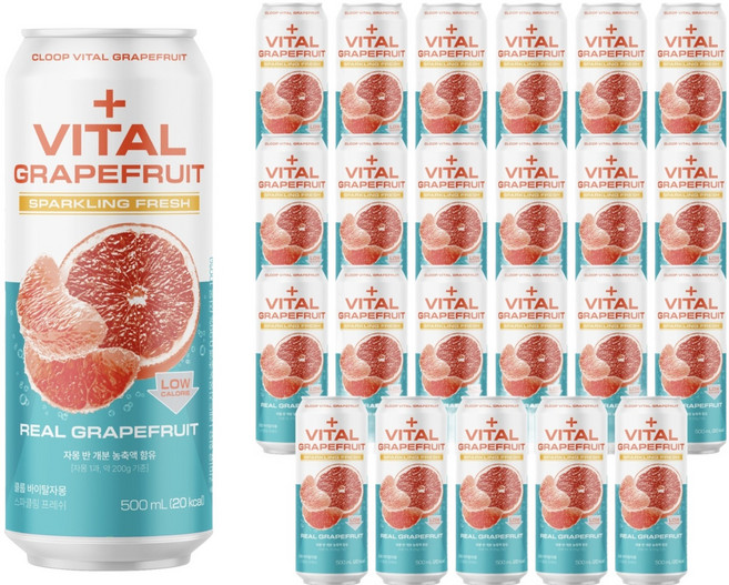 클룹 제로슈거 바이탈자몽 스파클링 프레시, 24개, 500ml