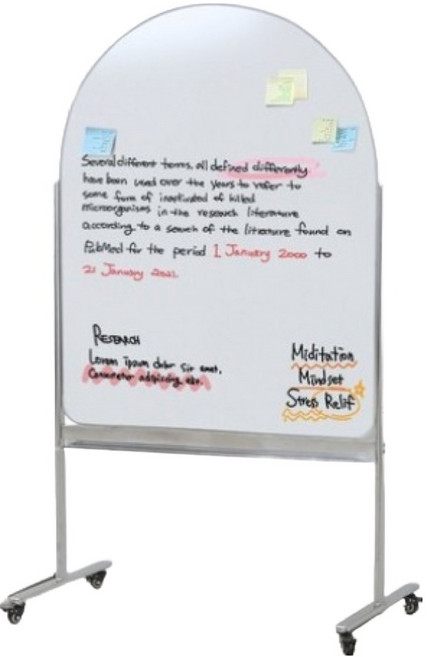 더조은칠판 아치형 양면 화이트보드, 크롬 알루미늄