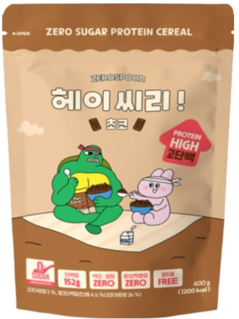 제로스푼 헤이씨리 무설탕 프로틴 시리얼 초코, 400g, 1개