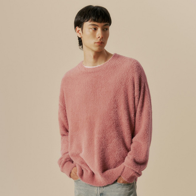 어반디타입 남녀공용 헤어리 라운드 오버핏 니트 UBDFKL003