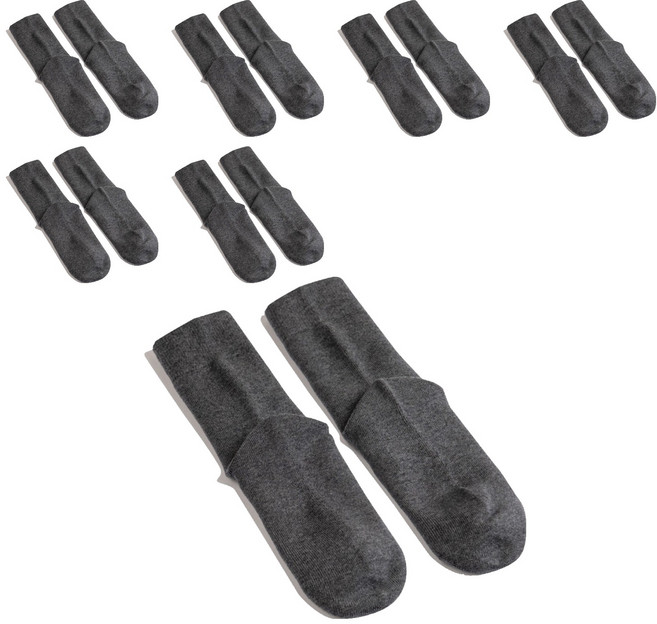 LI2 美麗諾羊毛中筒襪, 7套, 麻花炭灰色