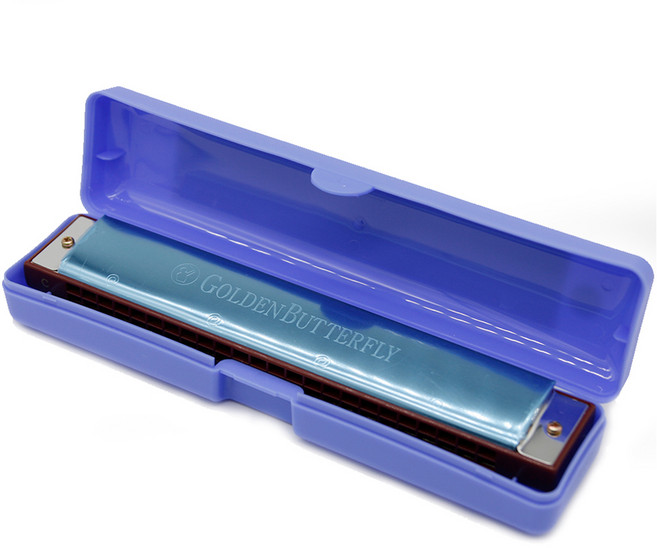 미화악기 미화 골든 버터플라이 24홀 입문용 트레몰로 하모니카, C key, 실버, 1개