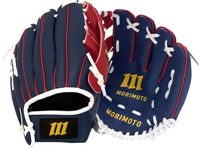 모리모토 9인치 글러브 + 볼 세트, 네이비 + 레드(글러브), 화이트(공), 1세트