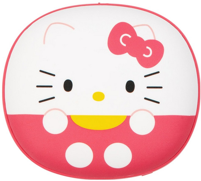 로이체 산리오 캐릭터즈 양변발열 원터치 충전식 휴대용 손난로 보조배터리 + 스트랩 + 파우치 세트, 헬로키티, SAN-RHW-D-HK